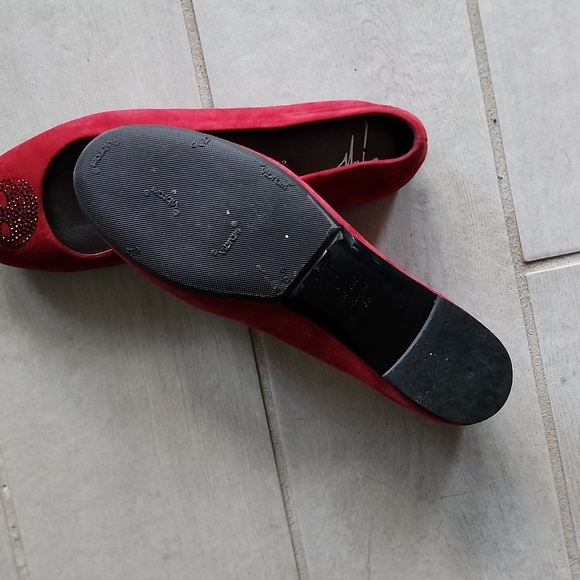 Giuseppe Zanotti skull crystals Flats suede red - Picture 4 of 6